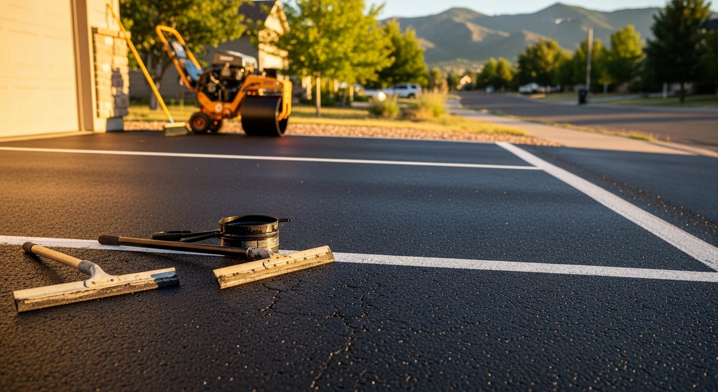 Asphalt paving and repair work on a commercial parking lot
