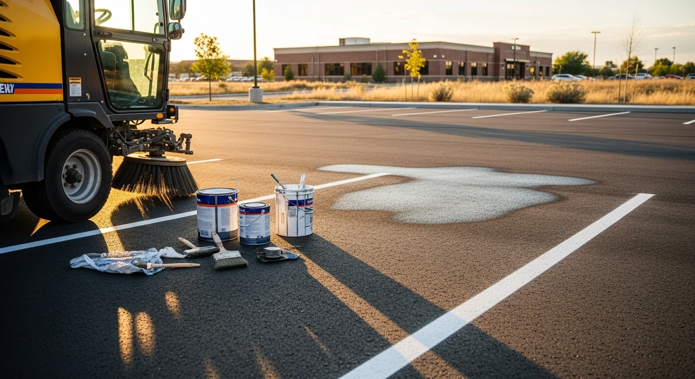 Clean parking lot with fresh line striping and maintained surface